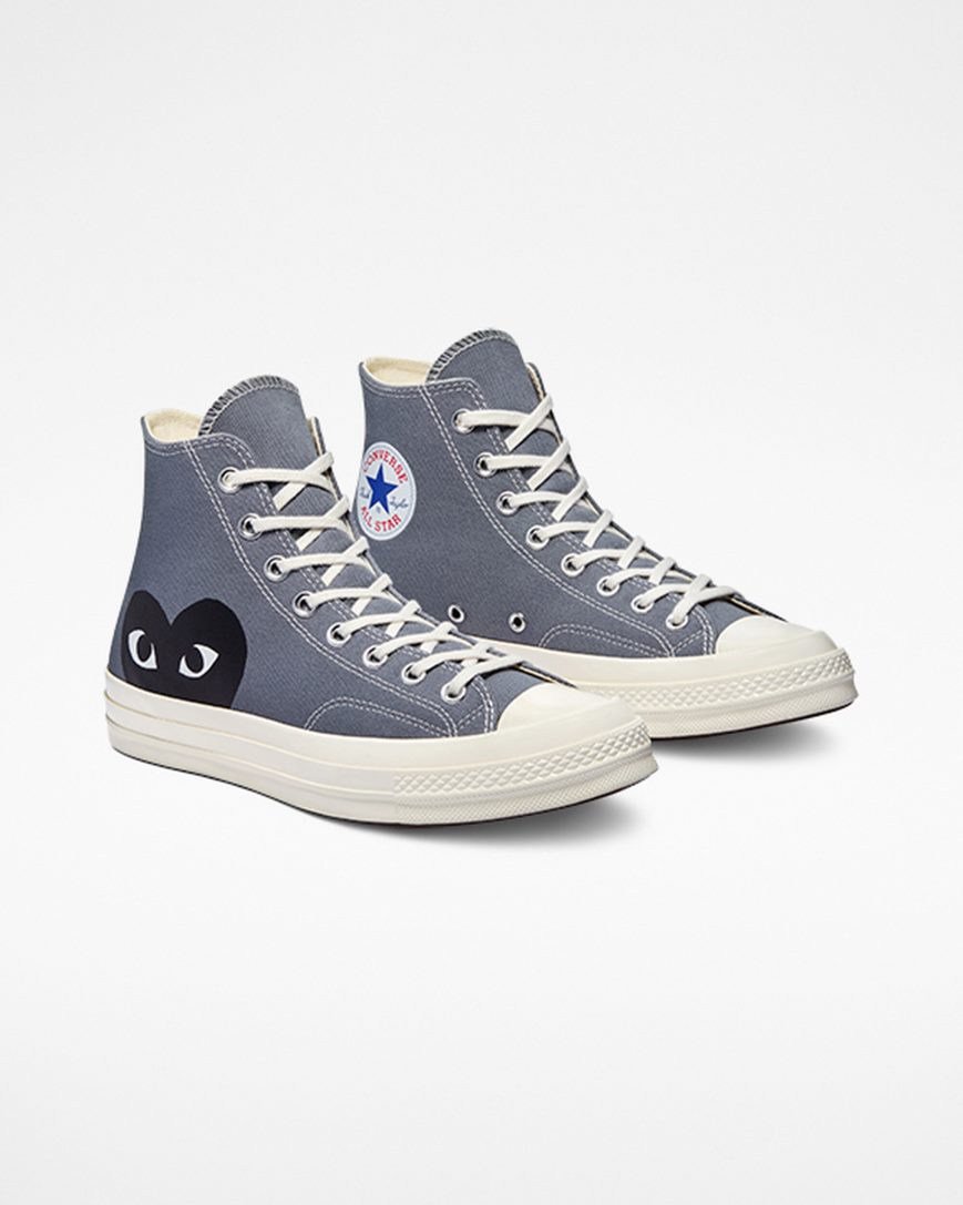 Tenis Converse x Comme des Garçons PLAY Chuck 70 Cano Alto Masculino Cinzentas Pretas | PT T00815T